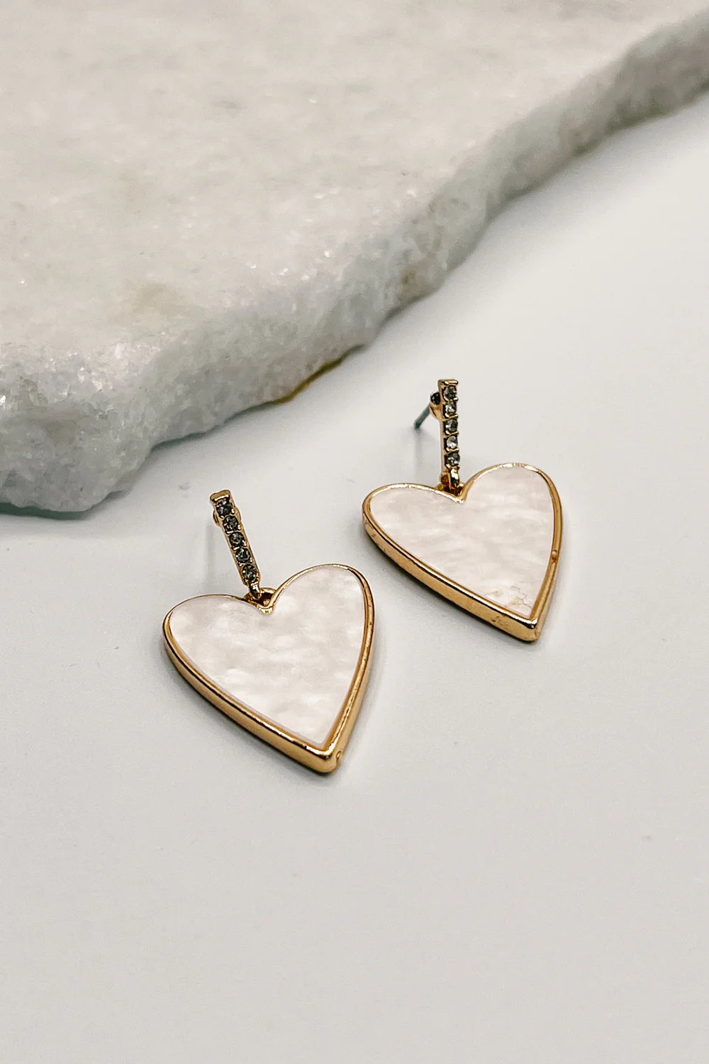Emerson Gold and Cream Heart Earrings