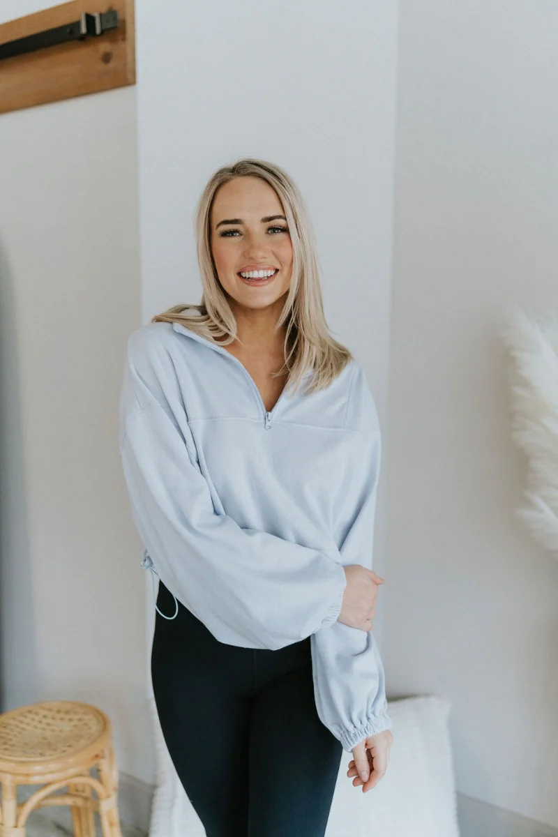 Emerson Quarter-Zip Pullover in Blue - Image 3
