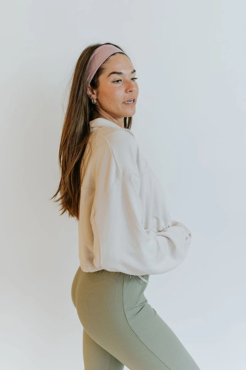 Emerson Quarter-Zip Pullover in Cream - Image 3