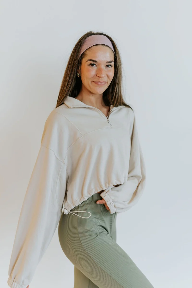 Emerson Quarter-Zip Pullover in Cream - Image 4