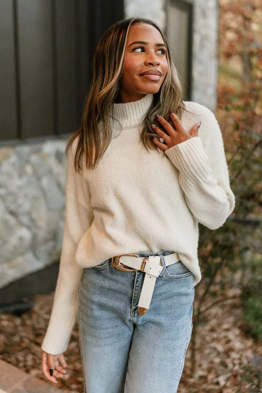 Emersyn Cream Mock Neck Sweater