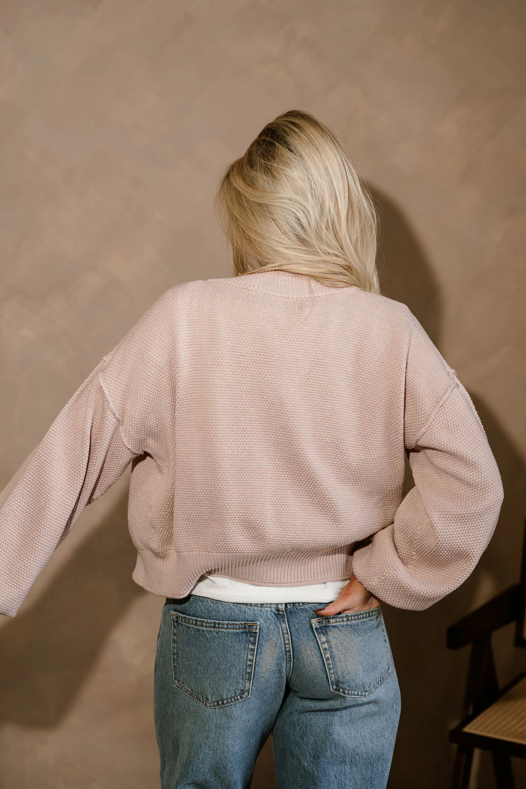Emie Blush Open Front Cardigan - Image 7