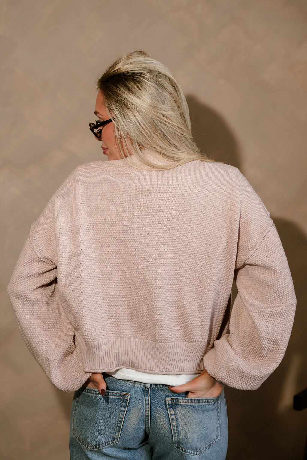 Emie Blush Open Front Cardigan - Image 8