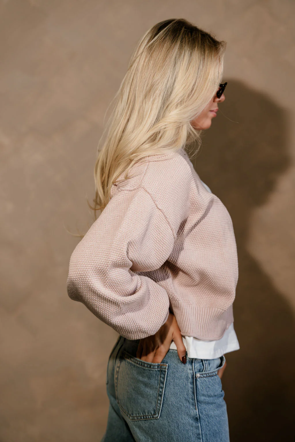 Emie Blush Open Front Cardigan - Image 9