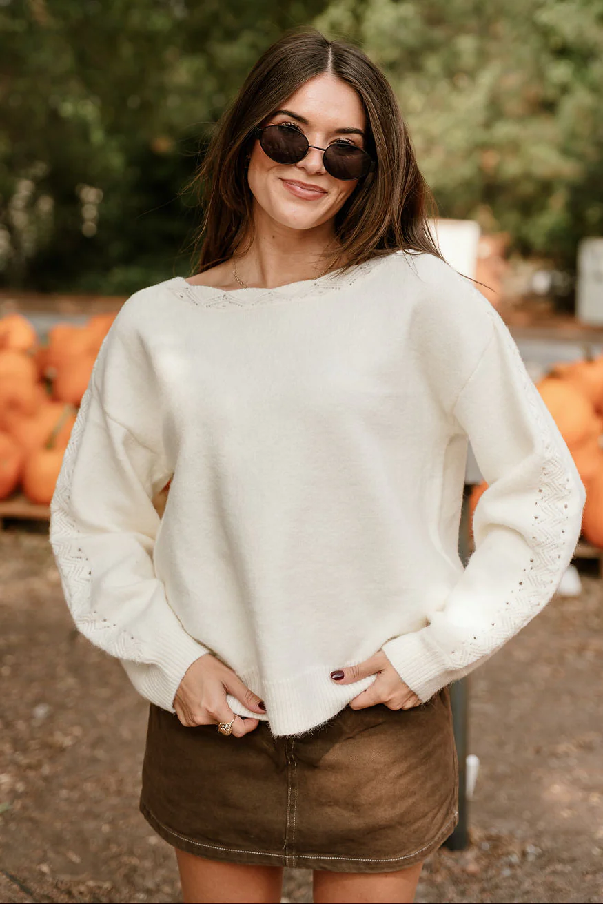 Emilia Cream Knit Long Sleeve Sweater
