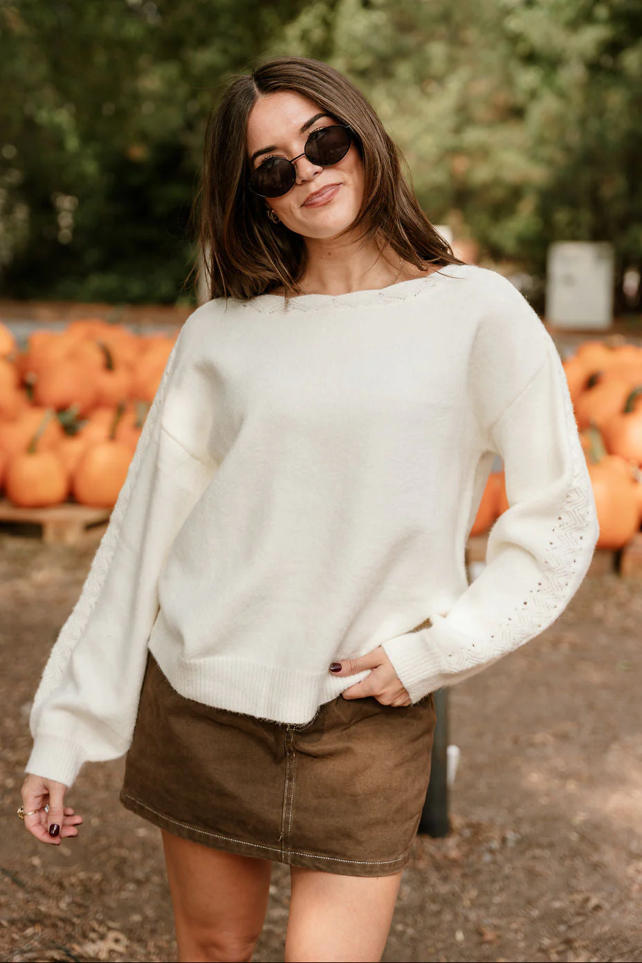 Emilia Cream Knit Long Sleeve Sweater - Image 5