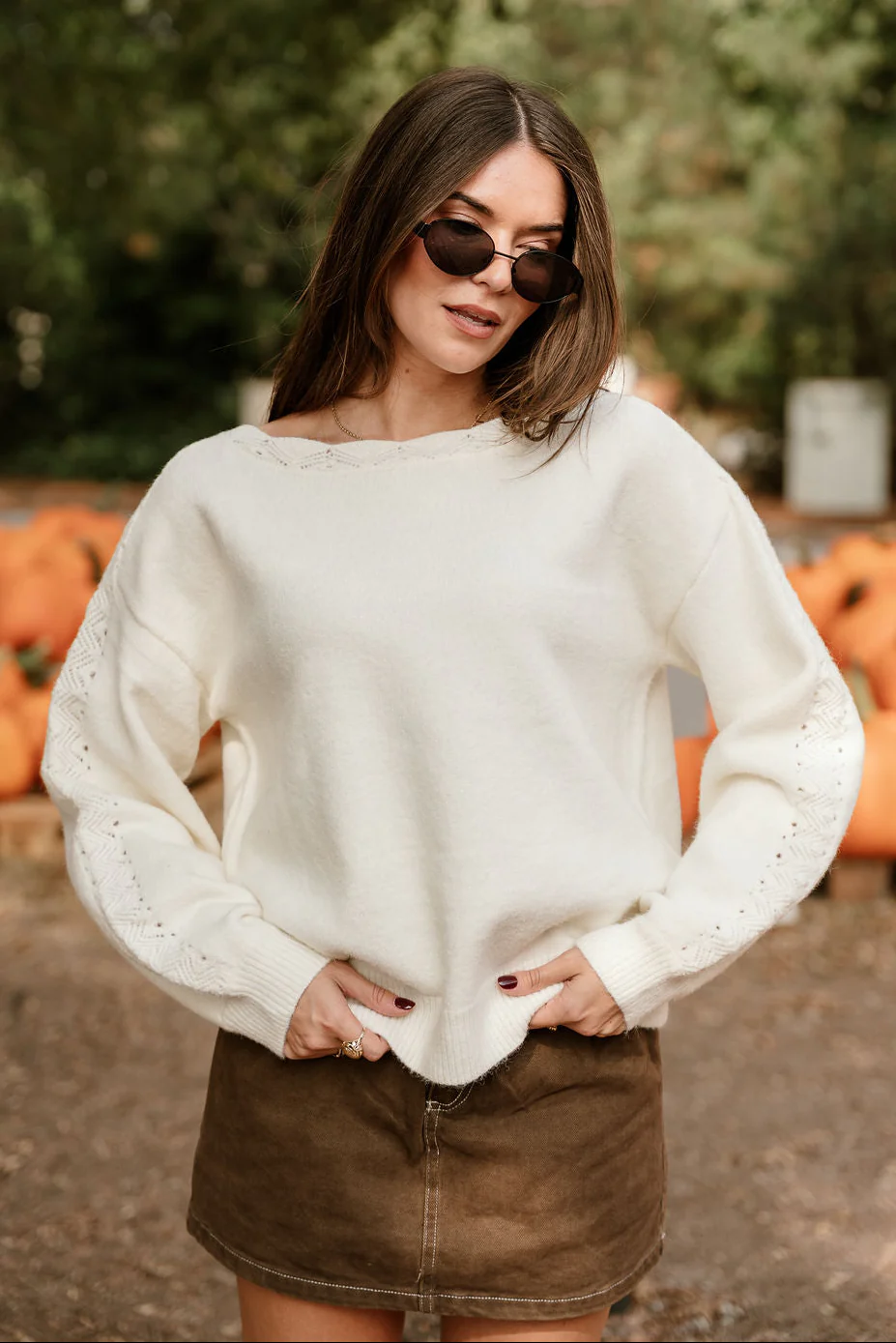 Emilia Cream Knit Long Sleeve Sweater - Image 6