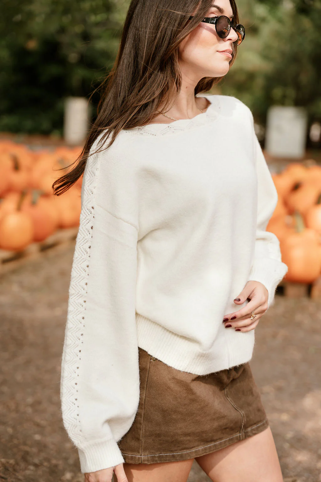 Emilia Cream Knit Long Sleeve Sweater - Image 8