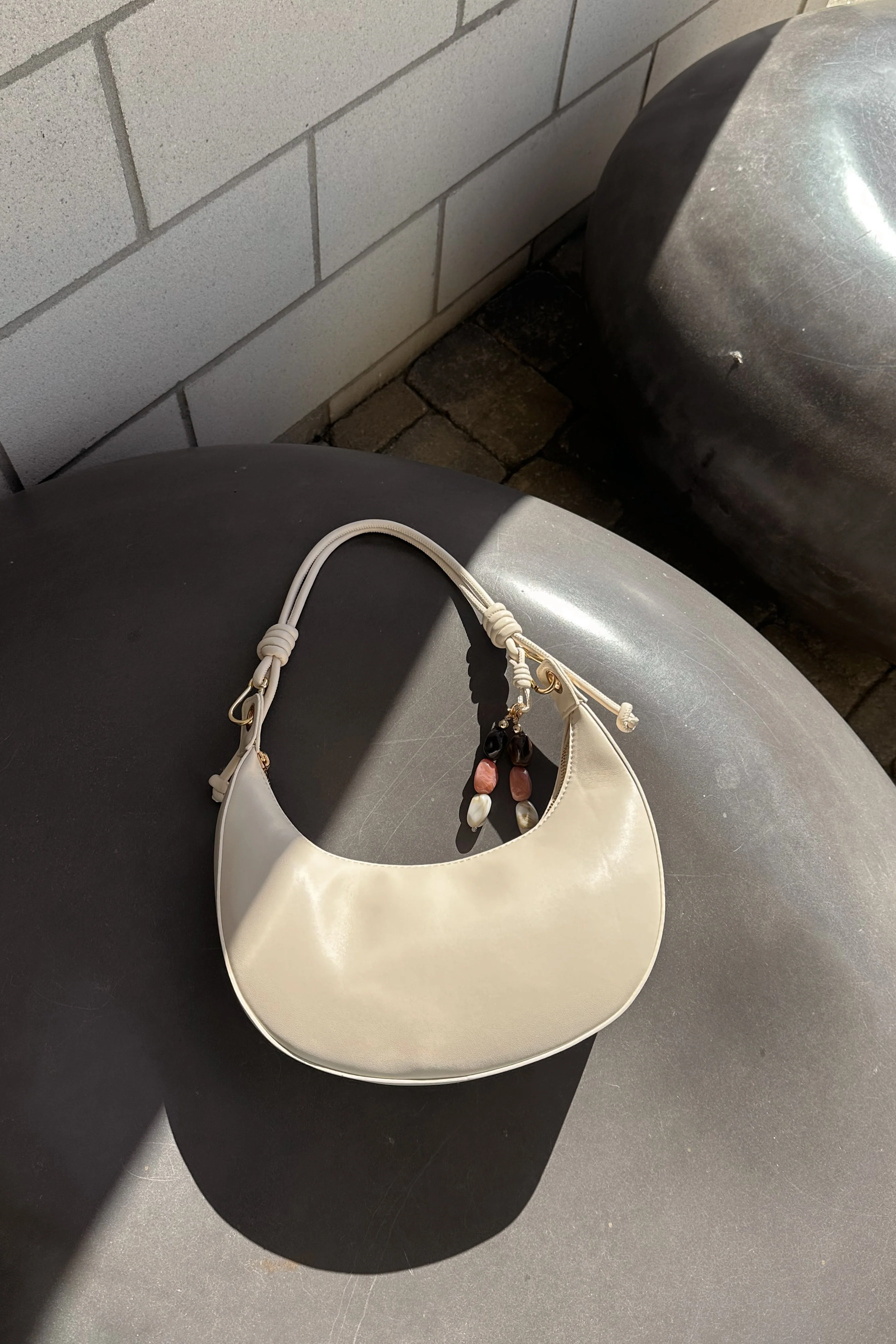 Emilia Cream & Multi Beads Shoulder Purse