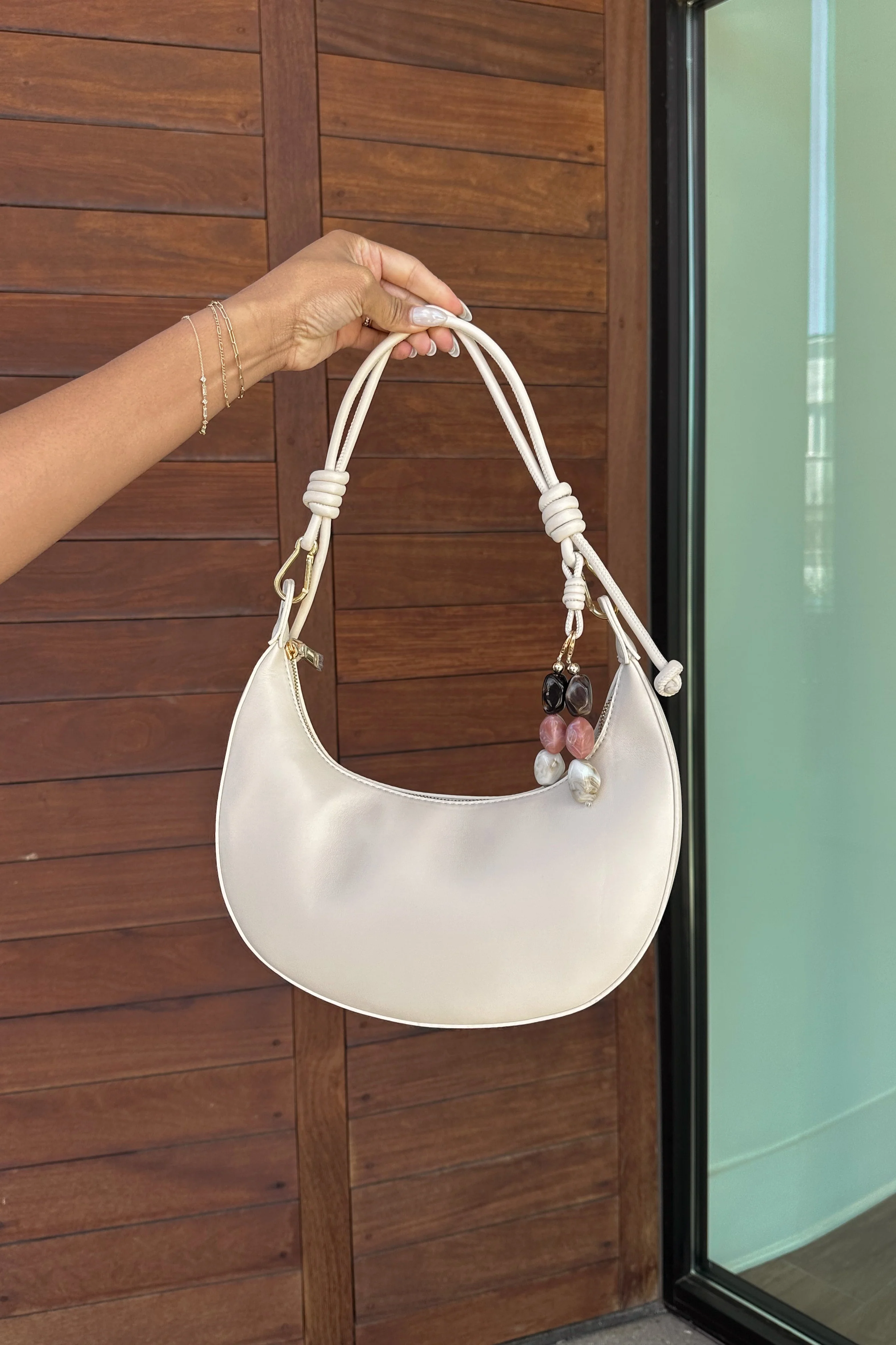 Emilia Cream & Multi Beads Shoulder Purse - Image 2
