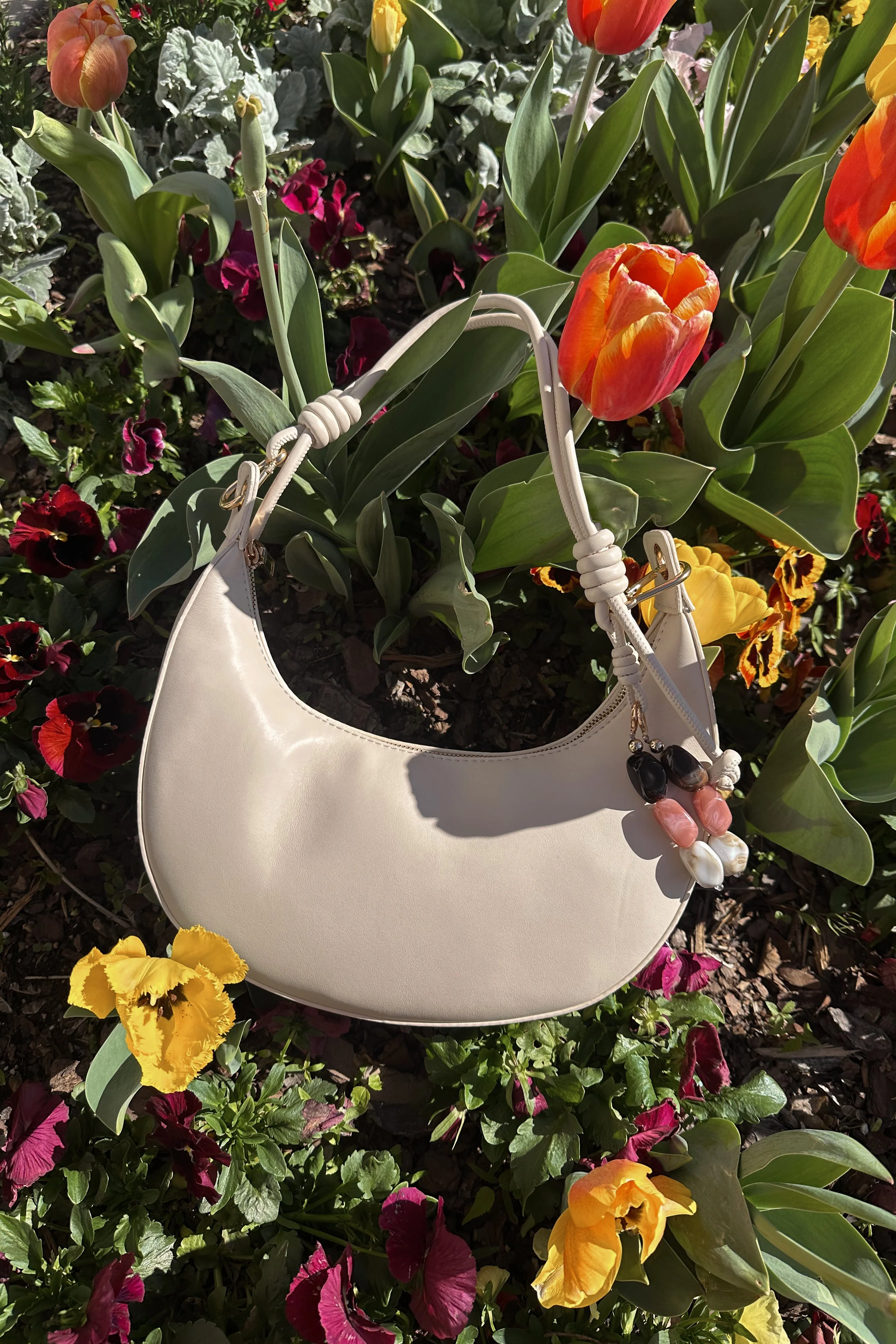 Emilia Cream & Multi Beads Shoulder Purse - Image 3