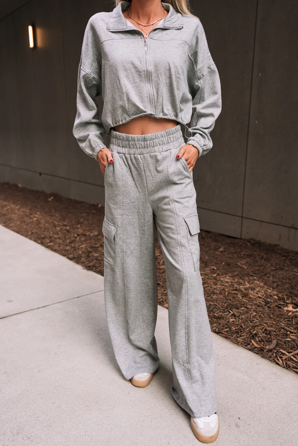 Emilia Heather Grey Cargo Jogger Pants