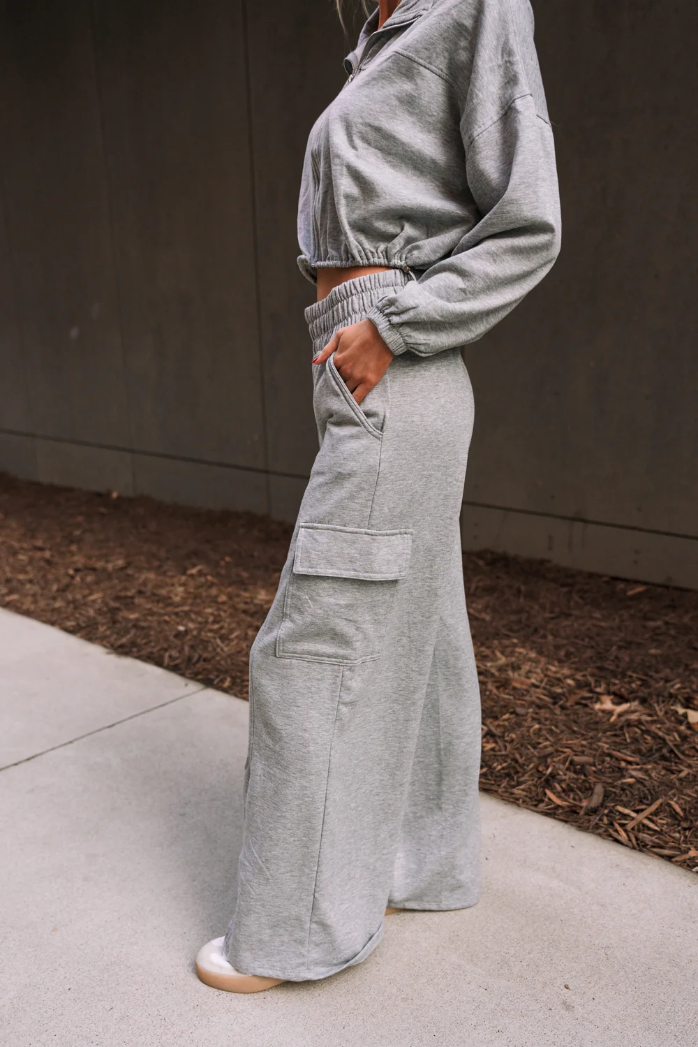 Emilia Heather Grey Cargo Jogger Pants - Image 3
