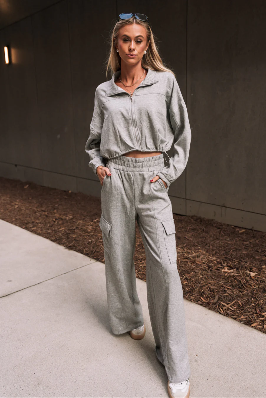 Emilia Heather Grey Cargo Jogger Pants - Image 5