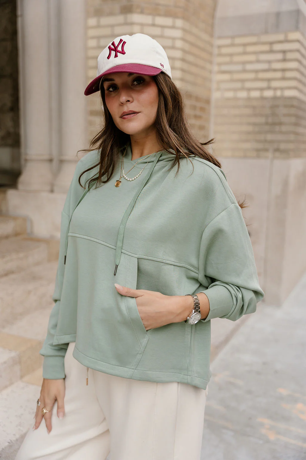 Emilia Light Sage Hoodie Sweatshirt - Image 3