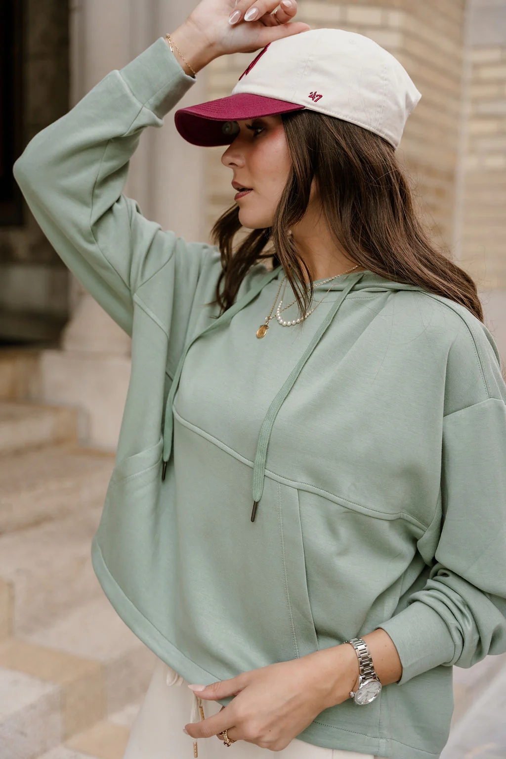 Emilia Light Sage Hoodie Sweatshirt - Image 9