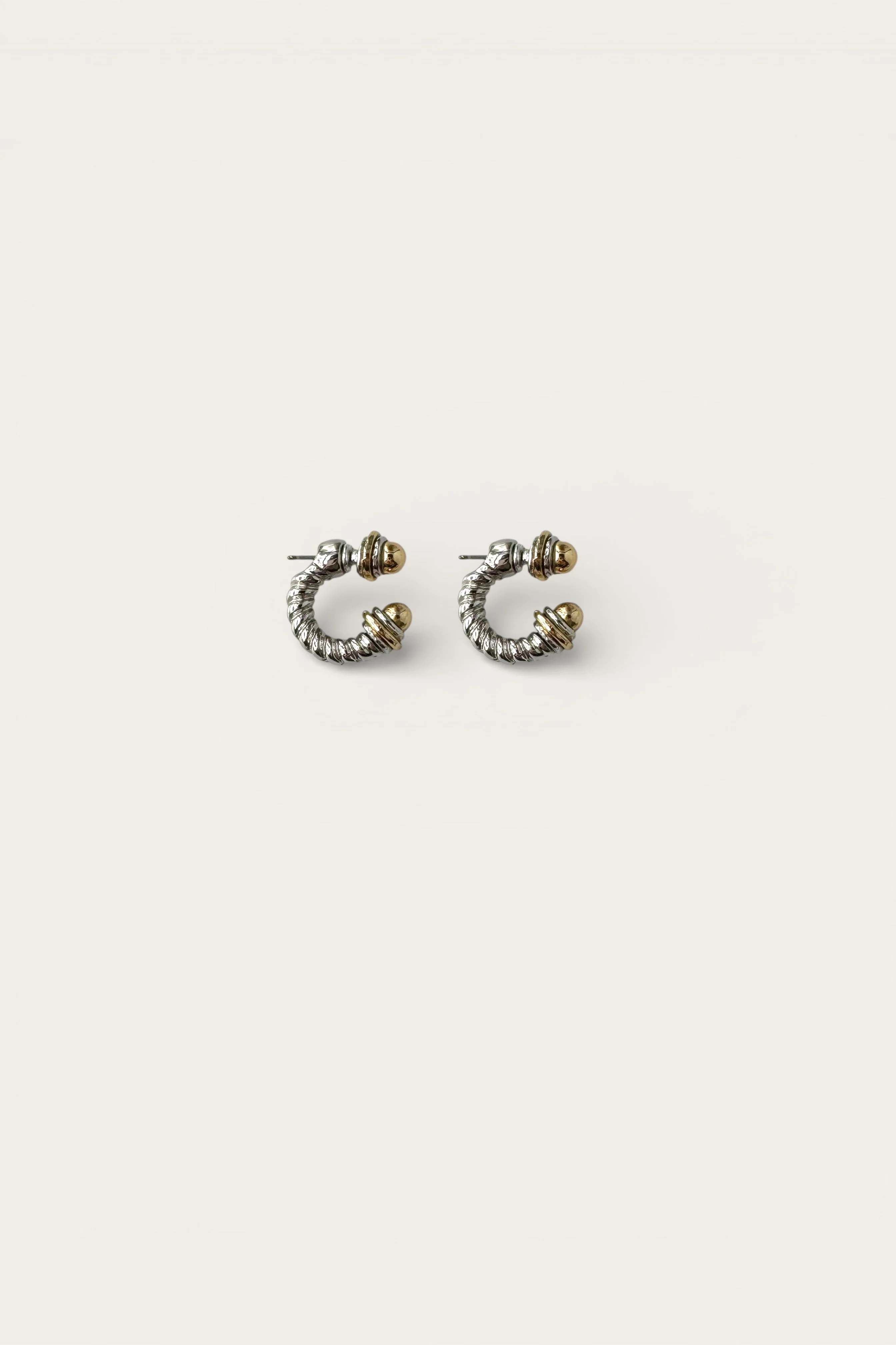 Emilia SIlver & Gold Roped Mini Hoop Earring