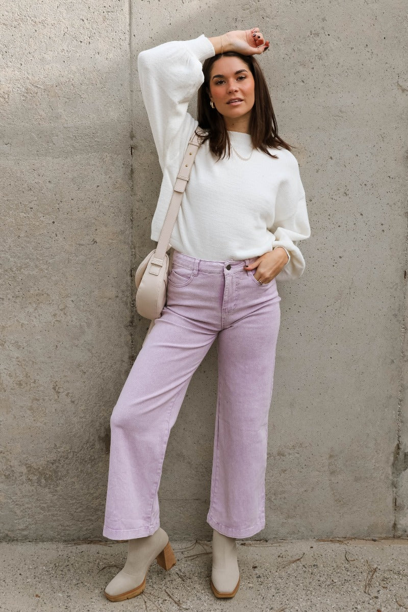 Emily Lavender Wide Leg Pants - Image 2