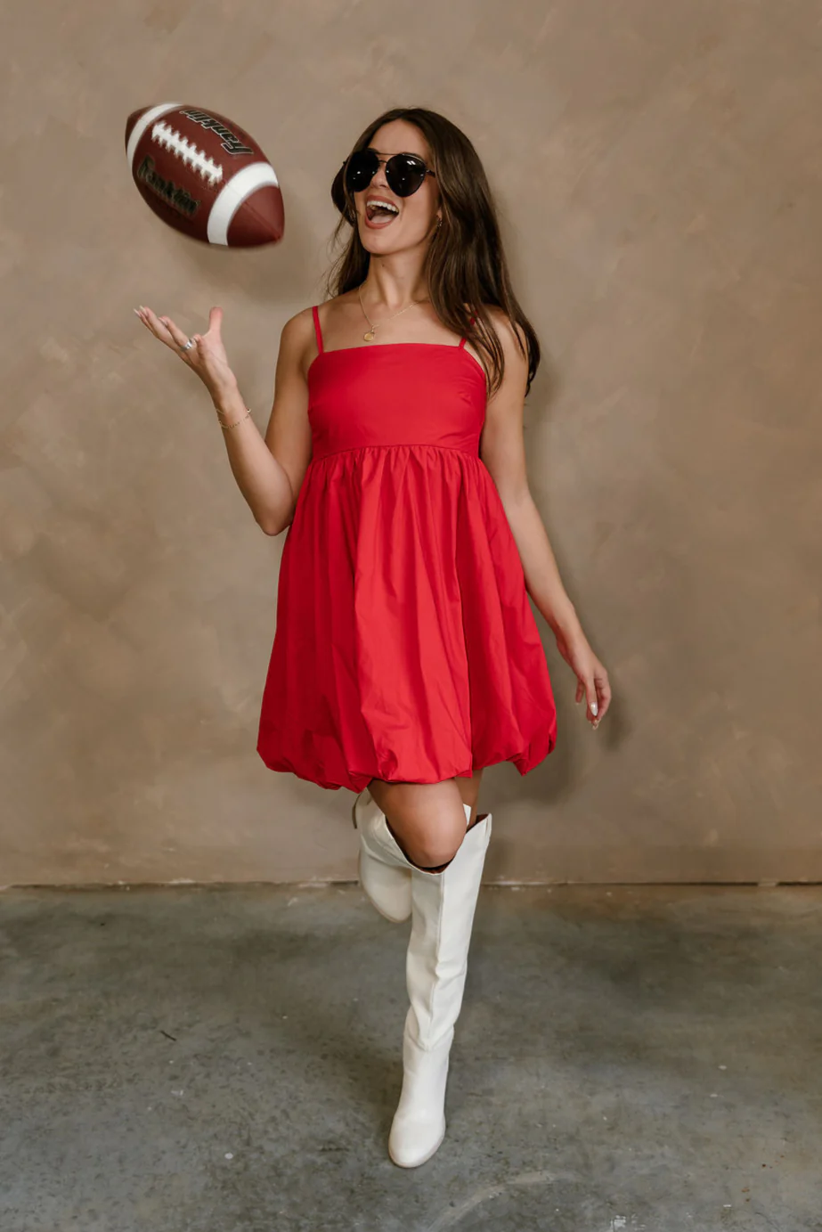 Emily Red Bubble Hem Sleeveless Mini Dress - Image 3