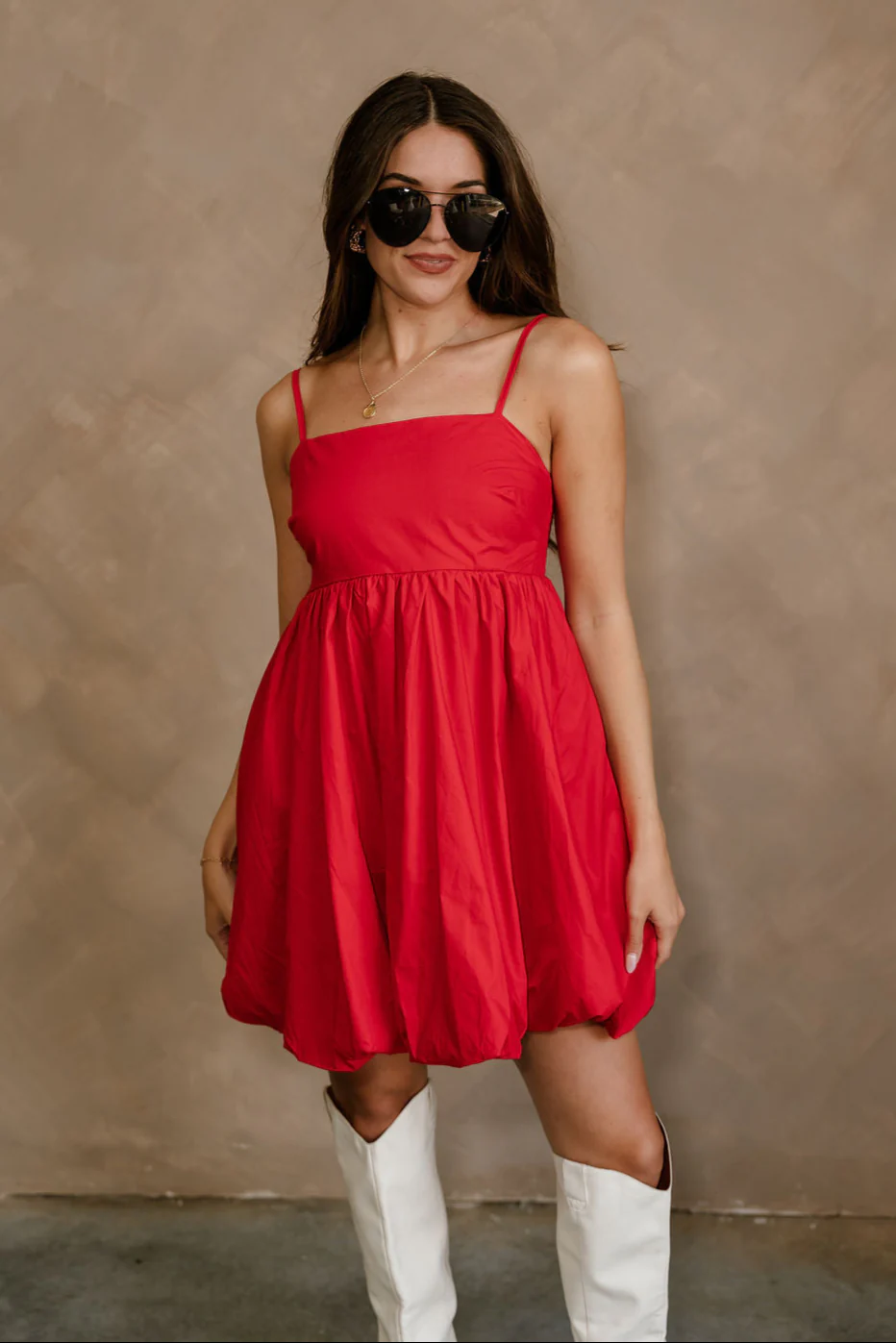 Emily Red Bubble Hem Sleeveless Mini Dress - Image 4