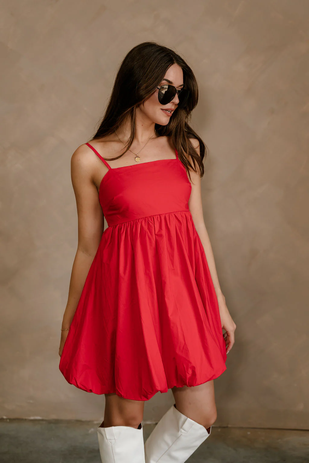 Emily Red Bubble Hem Sleeveless Mini Dress - Image 5