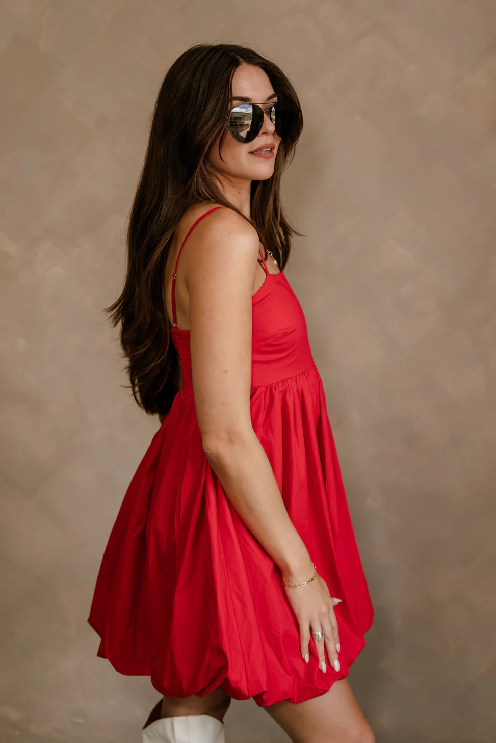 Emily Red Bubble Hem Sleeveless Mini Dress - Image 7