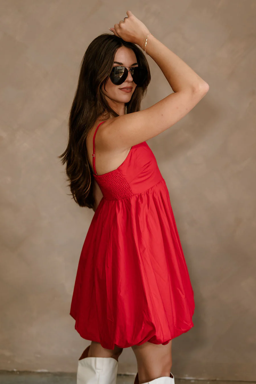 Emily Red Bubble Hem Sleeveless Mini Dress - Image 8