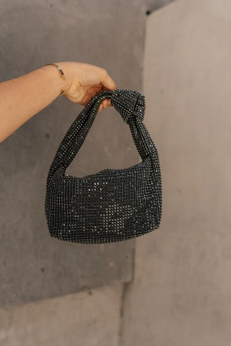 Erica Black Rhinestone Knot Purse - Image 2