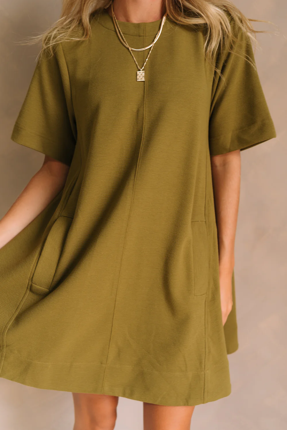 Erica Olive Short Sleeve Mini Dress - Image 4