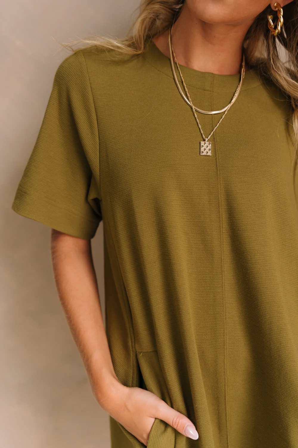 Erica Olive Short Sleeve Mini Dress - Image 5