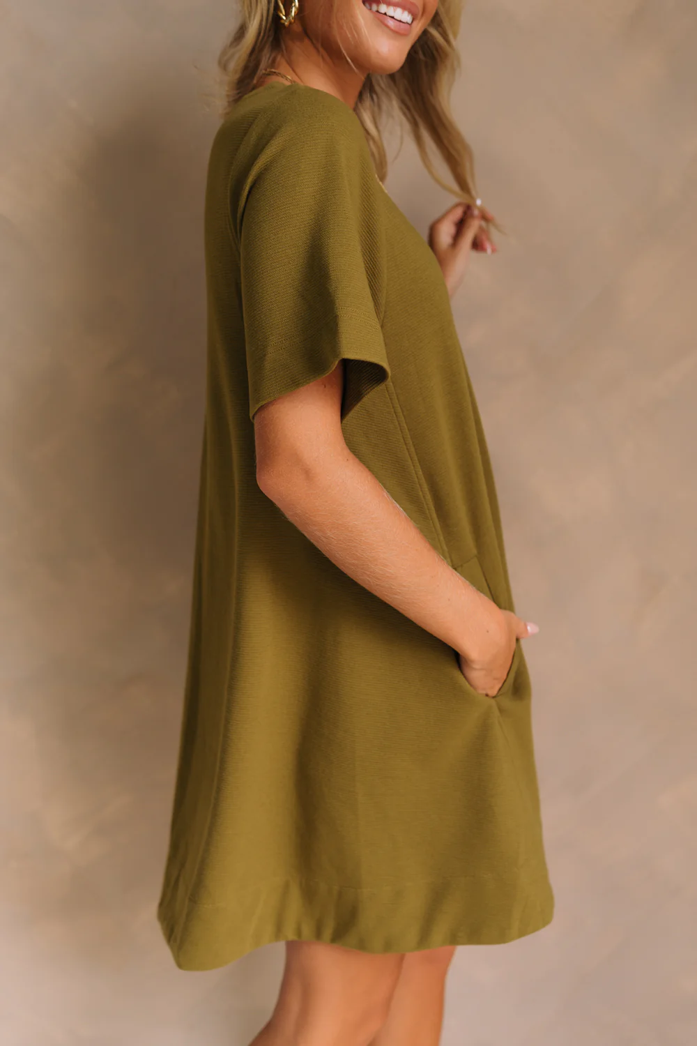 Erica Olive Short Sleeve Mini Dress - Image 6