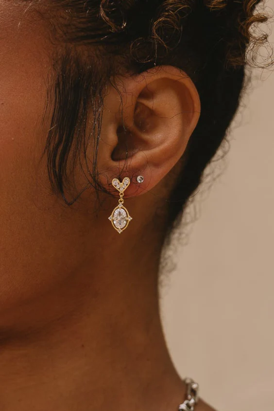 Erica Gold Dipped Heart Dangle Earrings