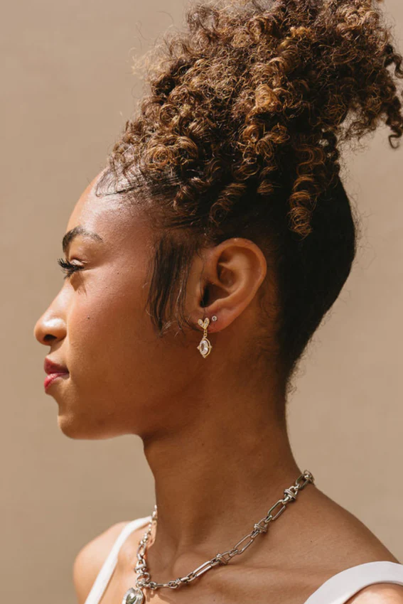Erica Gold Dipped Heart Dangle Earrings - Image 2