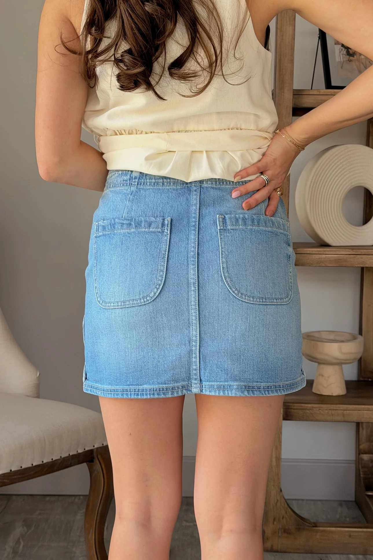 Erica Scalloped Denim Mini Skirt - Image 4