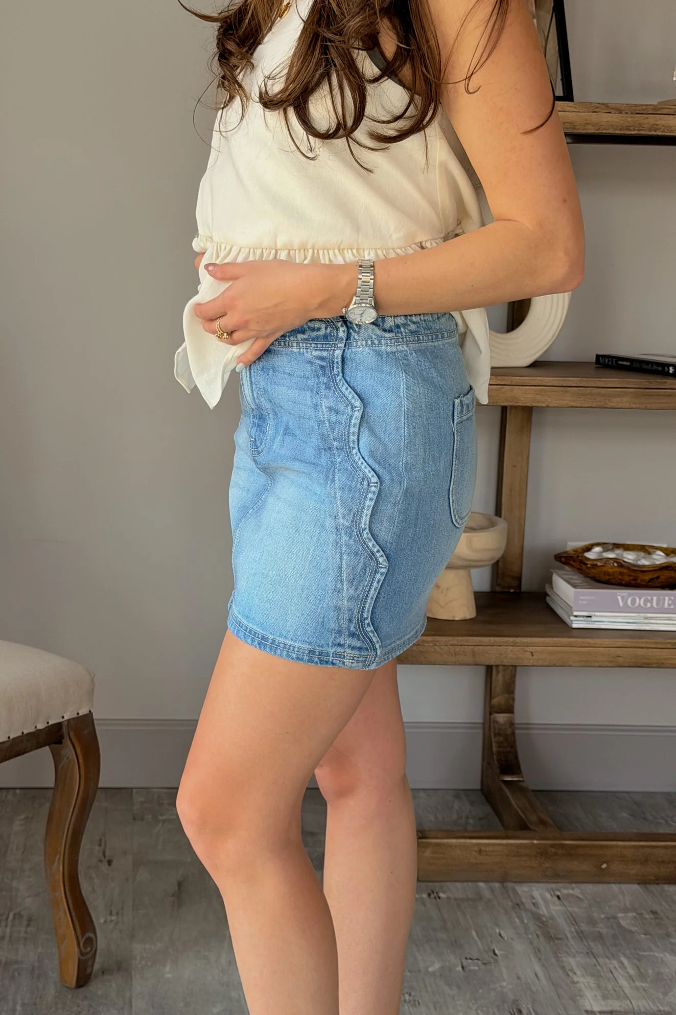 Erica Scalloped Denim Mini Skirt - Image 7
