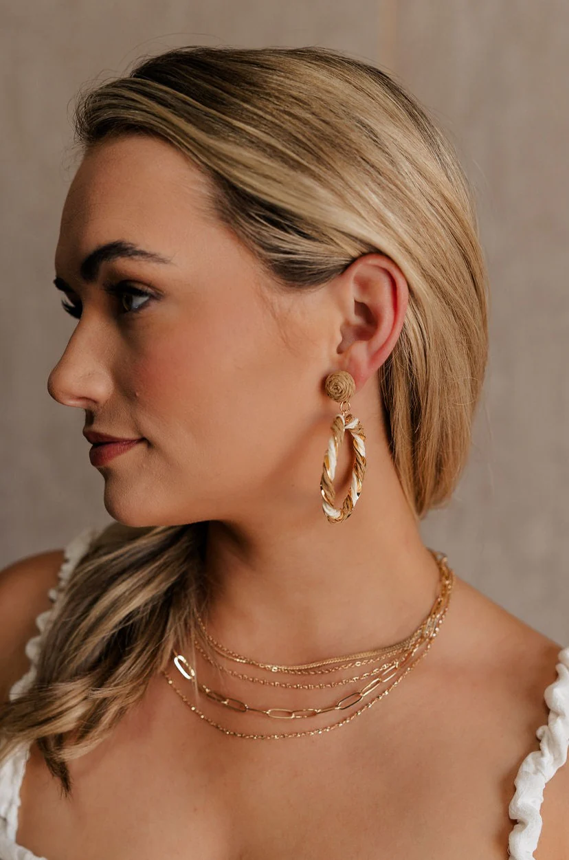 Nyomi Raffia & Gold Earrings