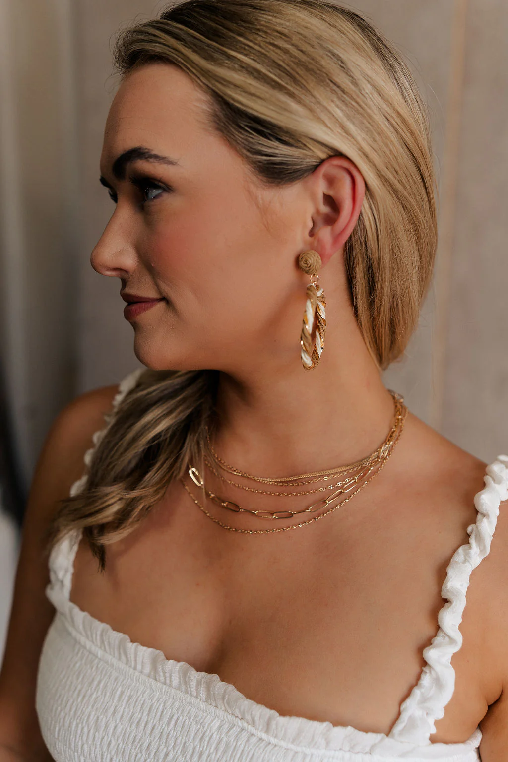 Nyomi Raffia & Gold Earrings - Image 2