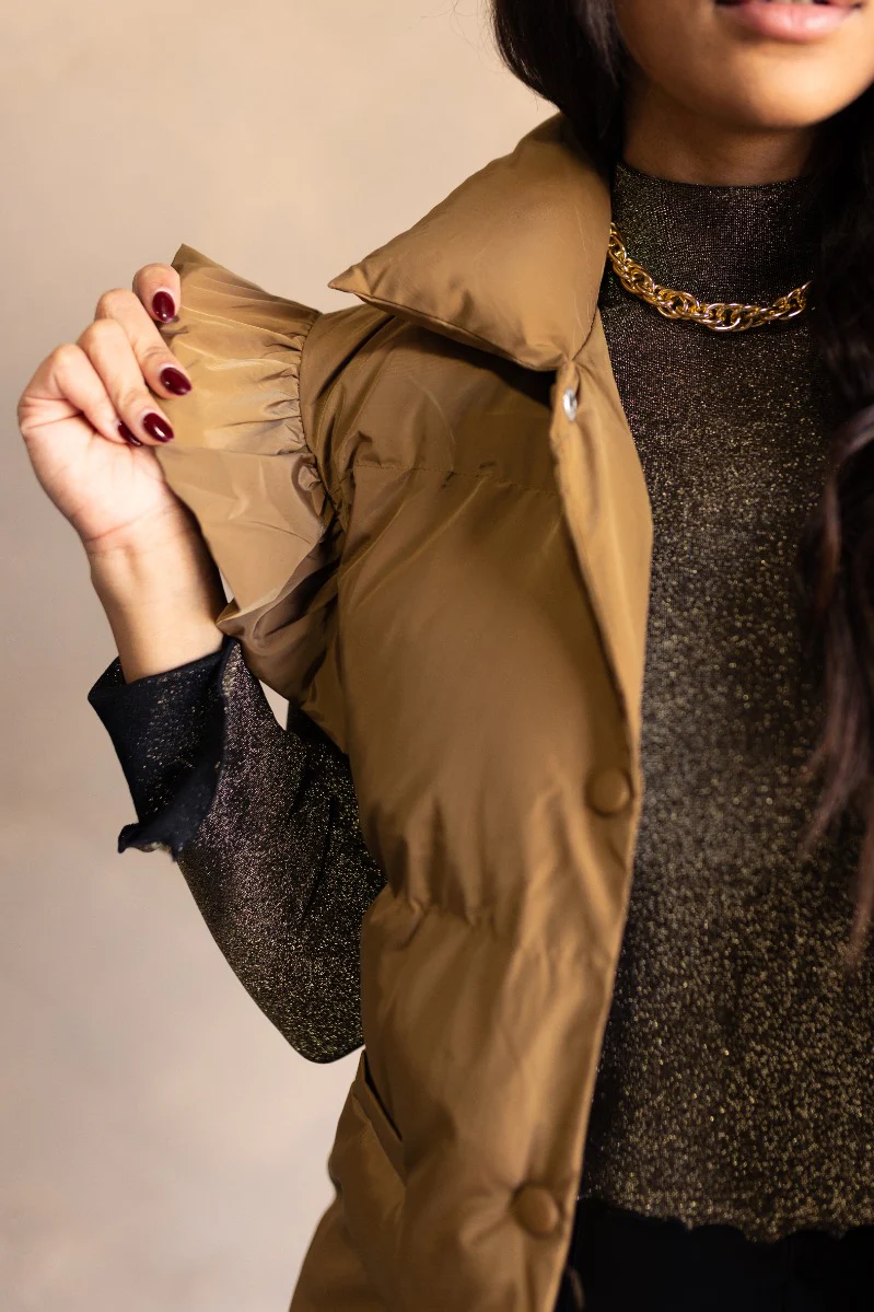 Esme Chartreuse Ruffle Puffer Vest - Image 3