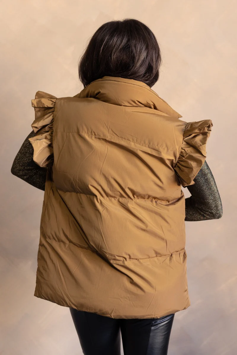 Esme Chartreuse Ruffle Puffer Vest - Image 5