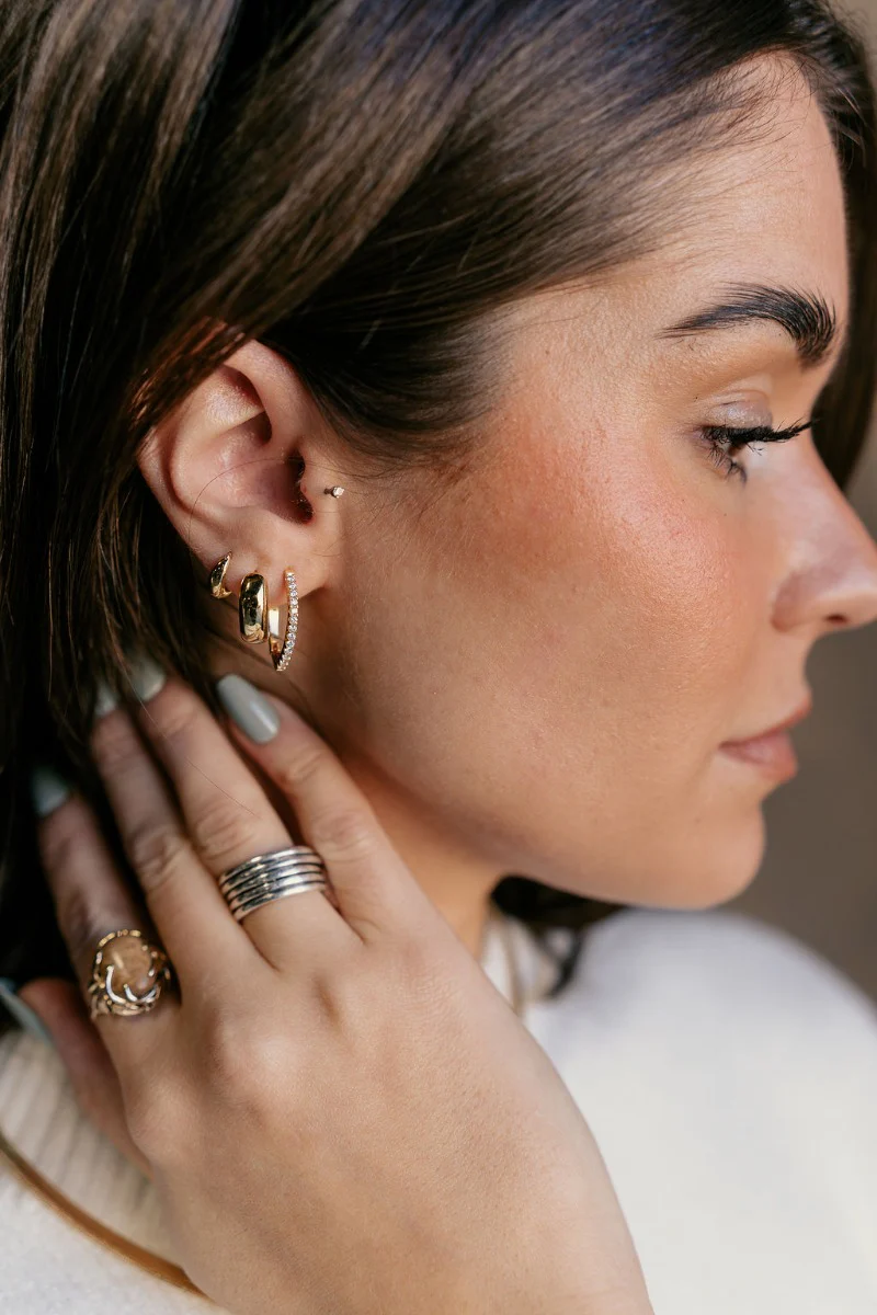 Esme Gold Rhinestone Teardrop Hoop
