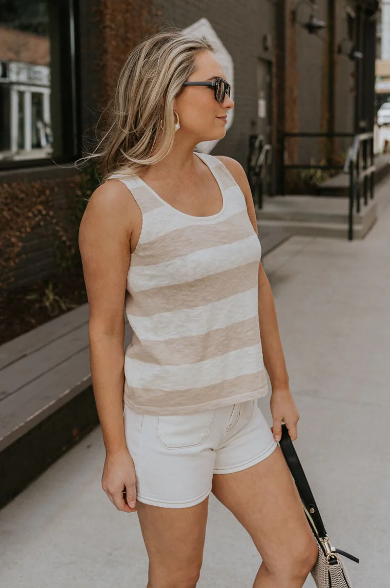 Esme Taupe & Cream Stripe Tank - Image 5