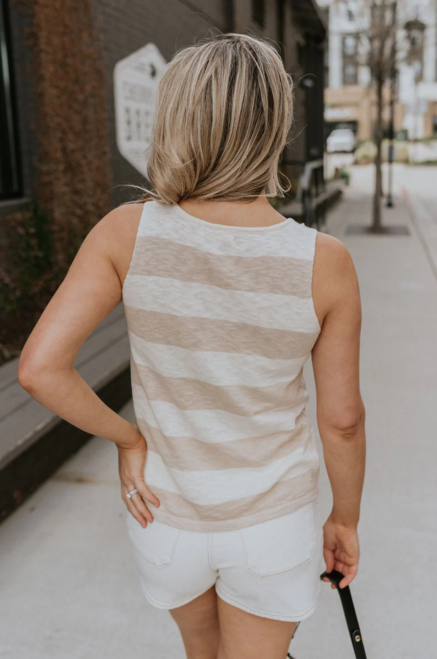 Esme Taupe & Cream Stripe Tank - Image 6