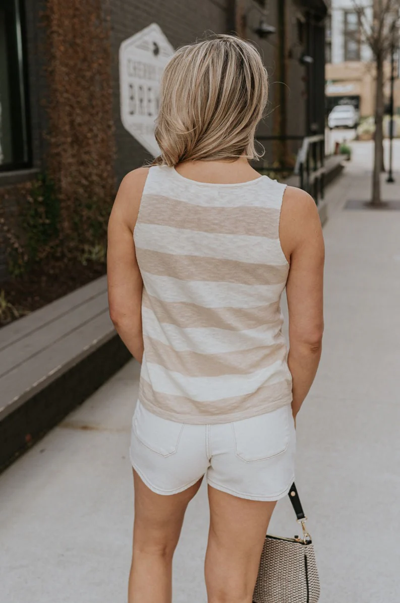 Esme Taupe & Cream Stripe Tank - Image 7