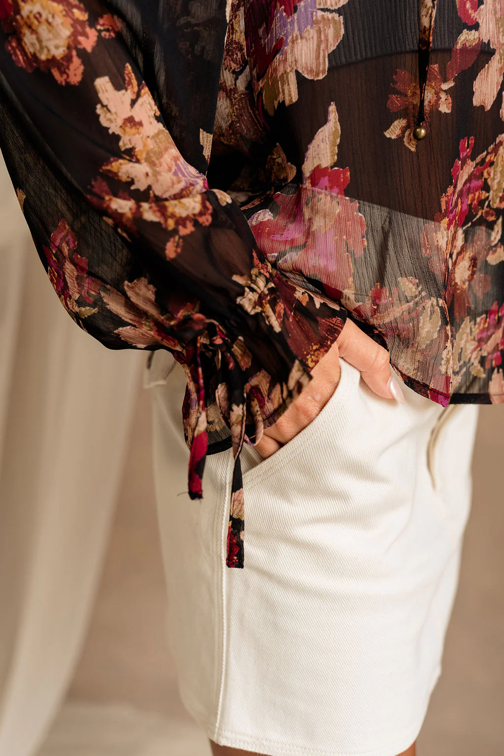 Esmeralda Sheer Black Floral Top - Image 8