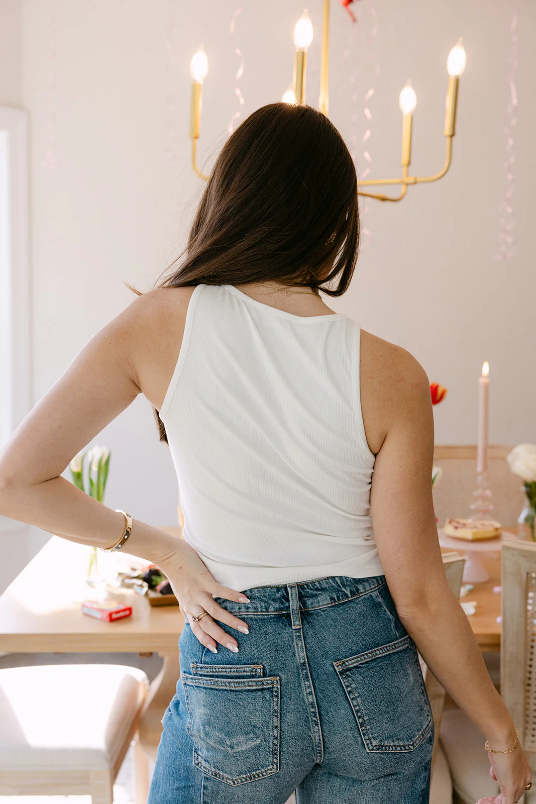 Estelle White & Red Hearts Ribbed Tank - Image 6