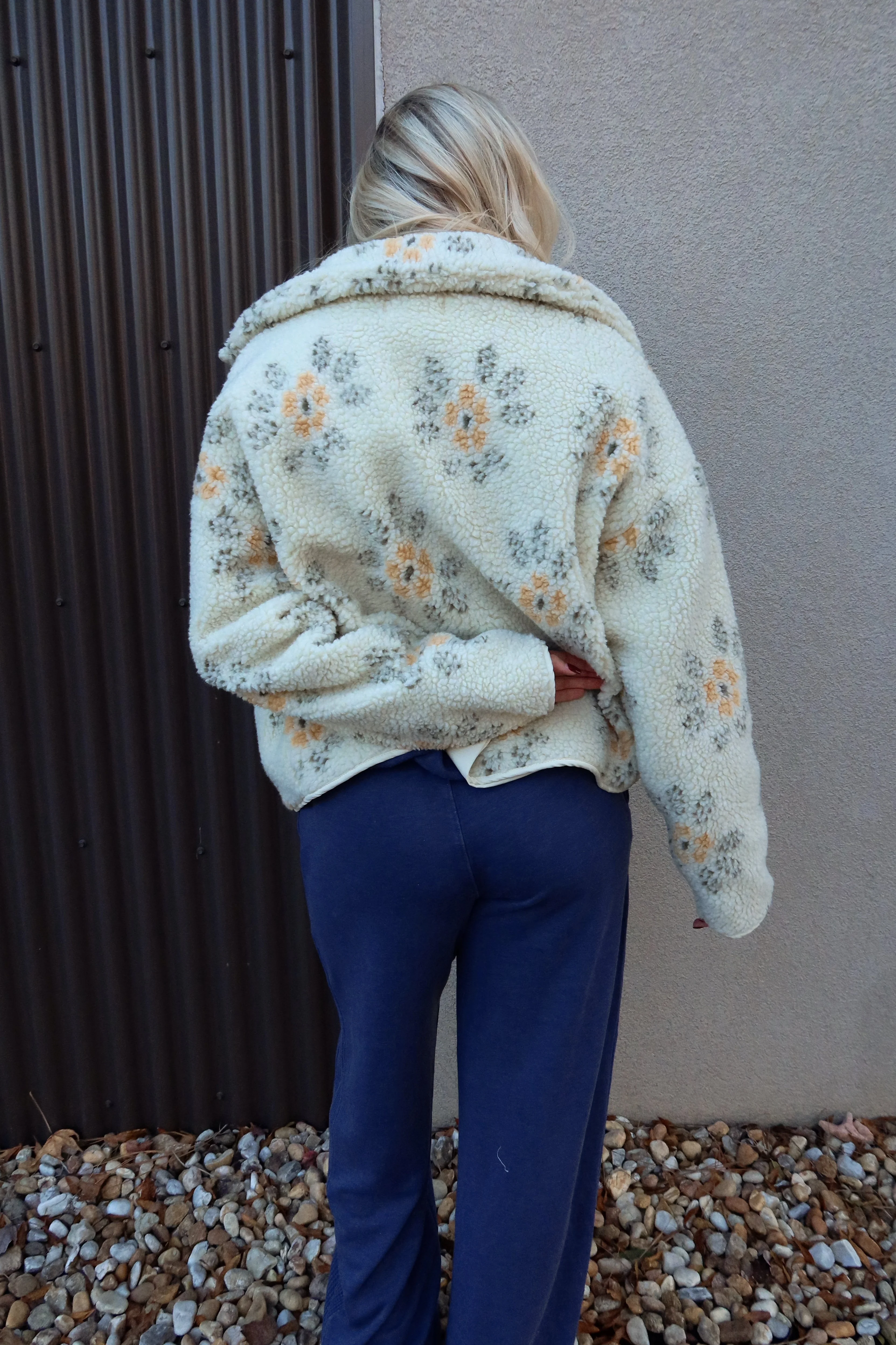 Esther Cream Multi Floral Sherpa Jacket - Image 4