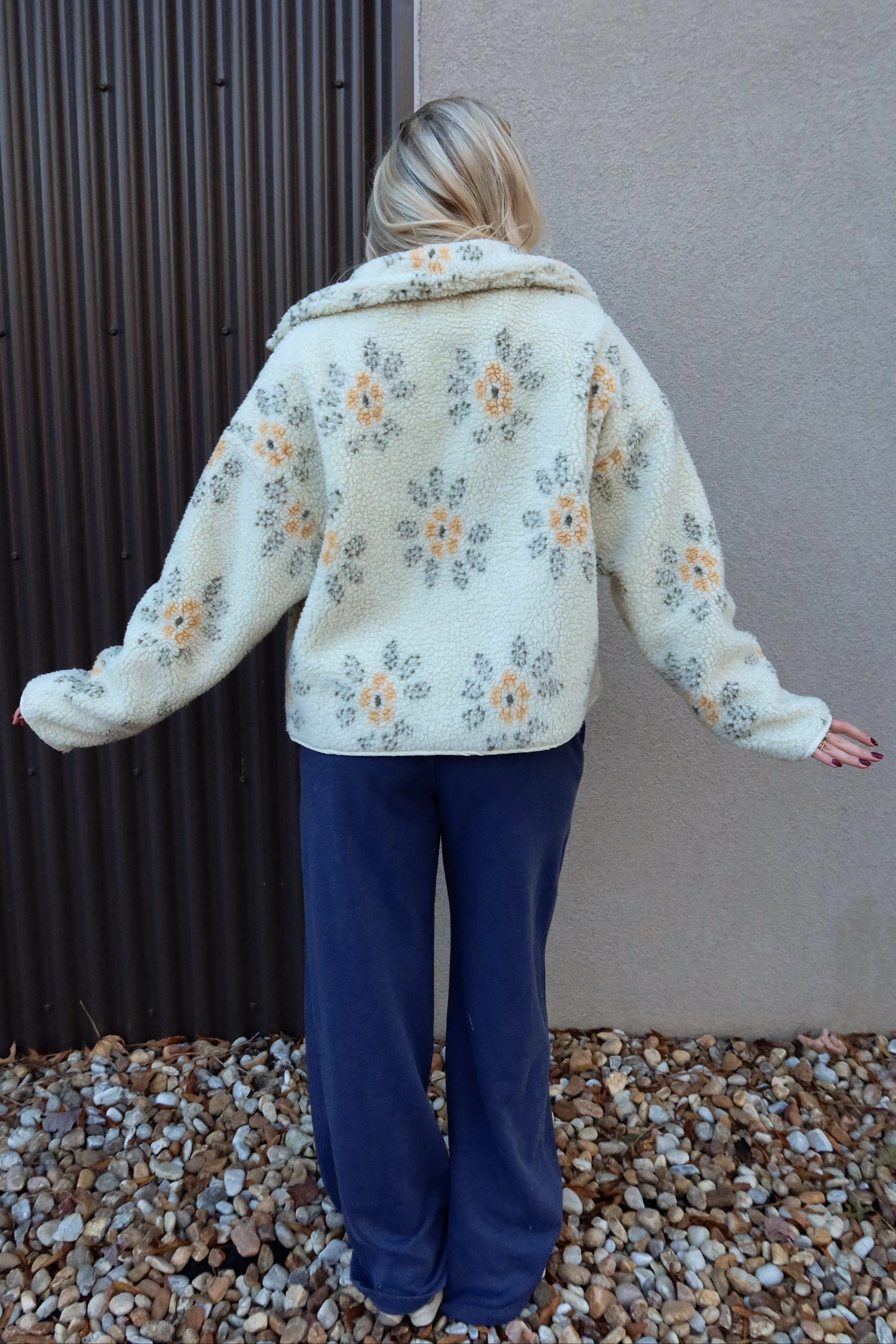 Esther Cream Multi Floral Sherpa Jacket - Image 5