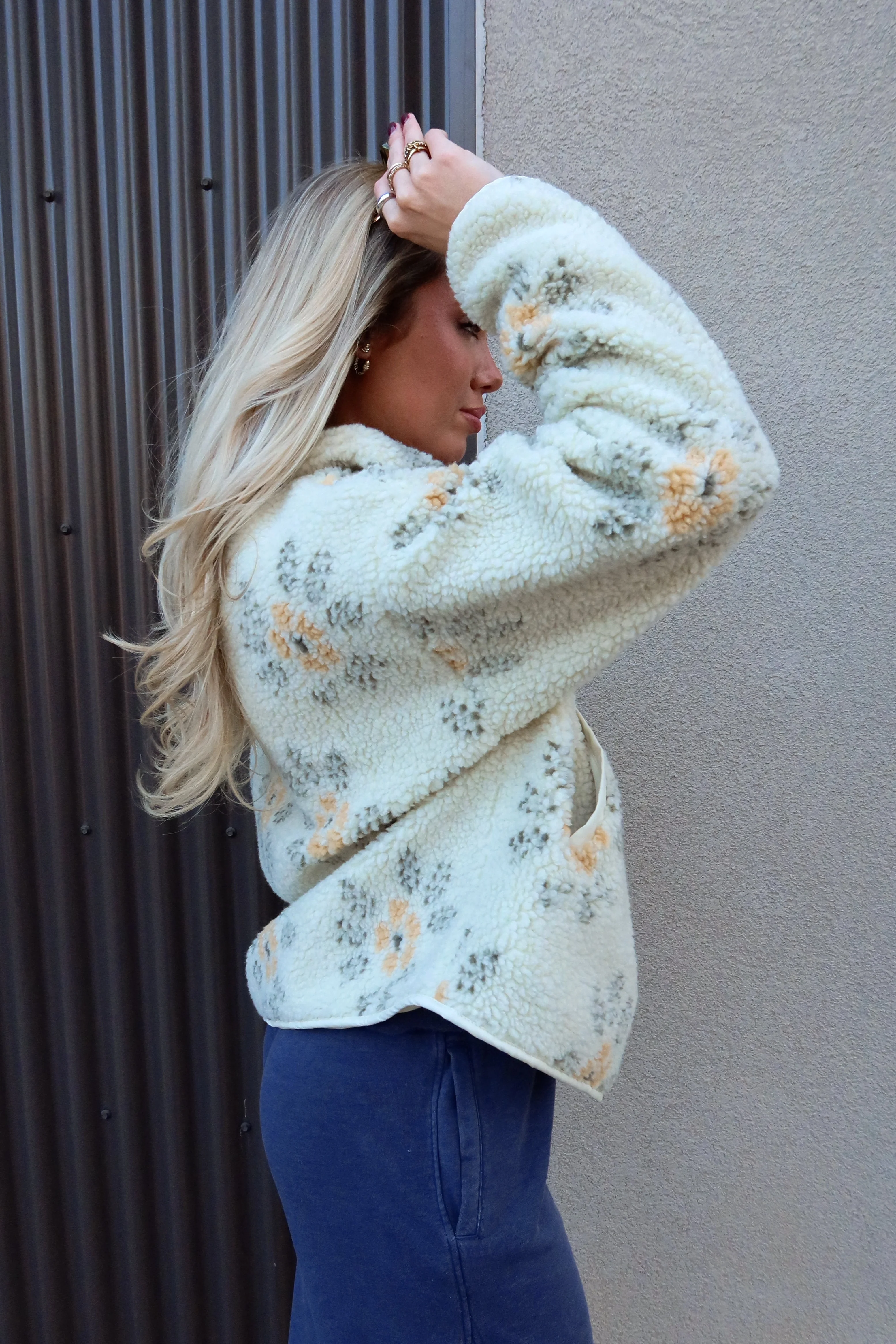 Esther Cream Multi Floral Sherpa Jacket - Image 7