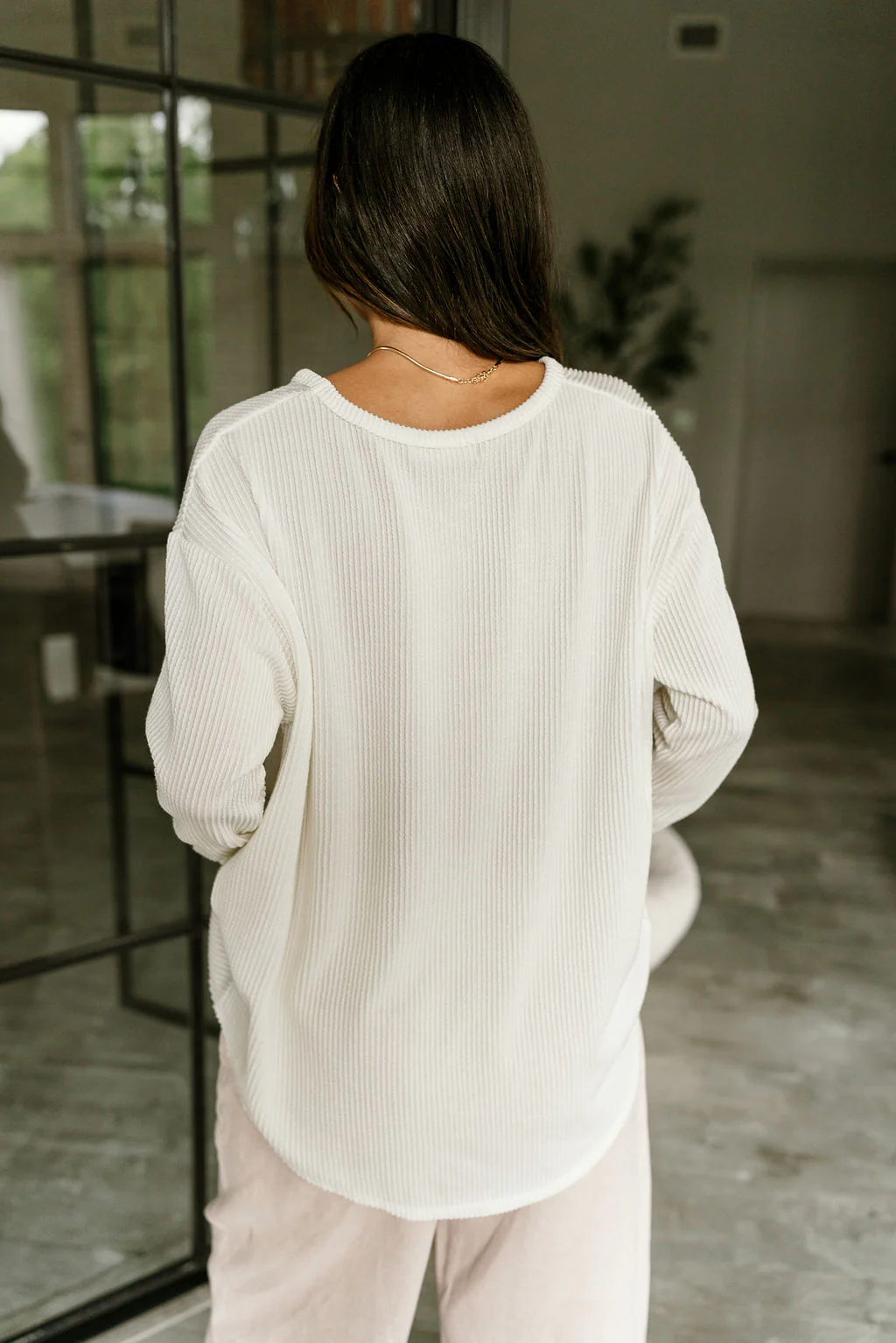Willow Off White Ribbed Long Sleeve Top - Image 7