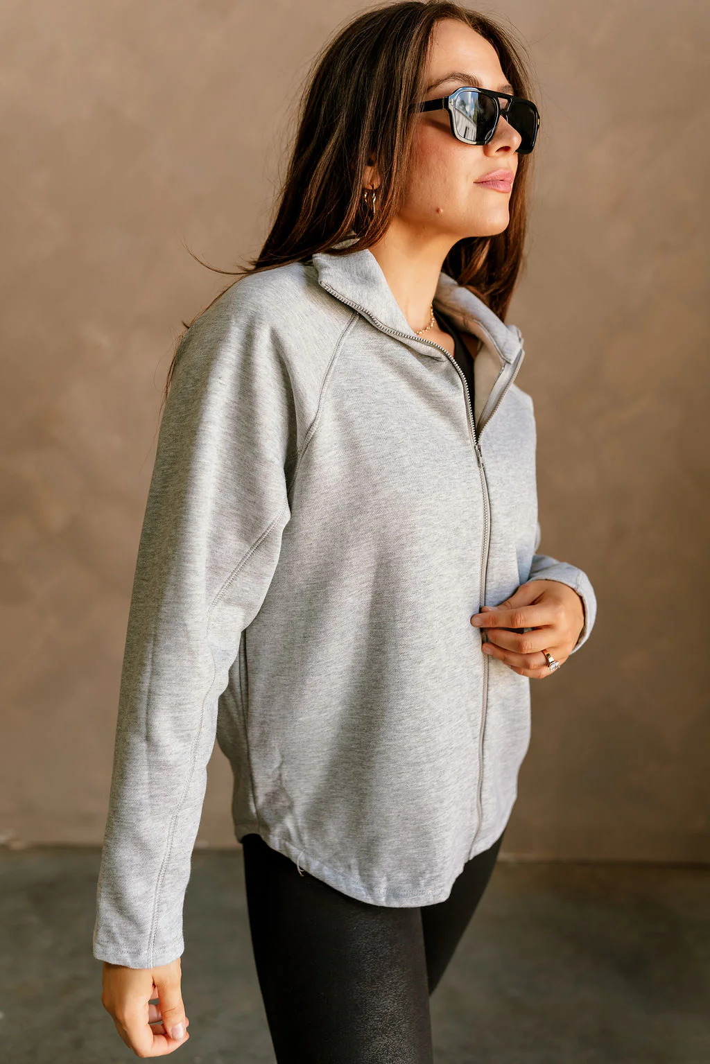 Arya Heather Grey Zip-Up Sweatshirt - Image 2